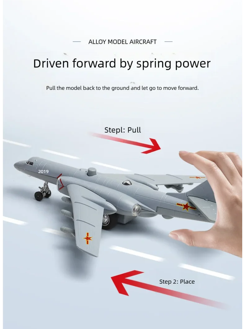 H-6k Bomber Simulation Alloy Scale Aircraft Model Diecast Planes For Military Aviation Display With Sound And Return Force