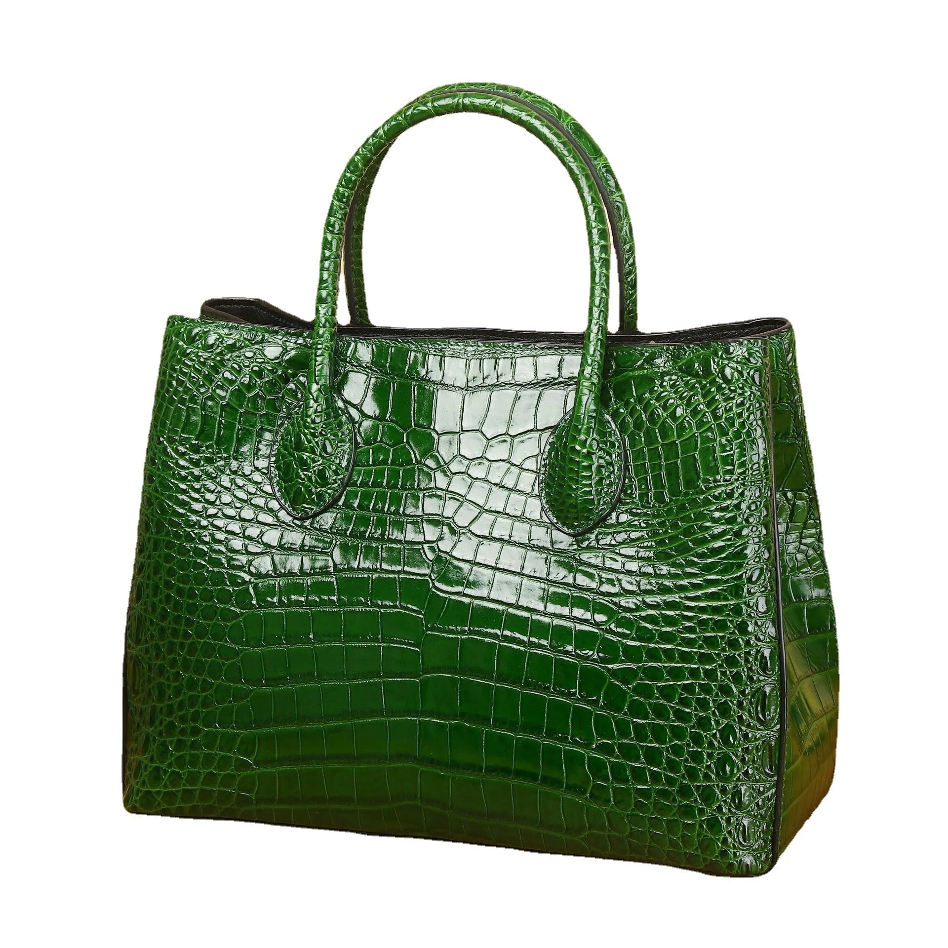 2026 New Crocodile Belly Pattern Women's Bag Large Capacity First Layer Cowhide Handbag Shoulder Crossbody Ladies Bag