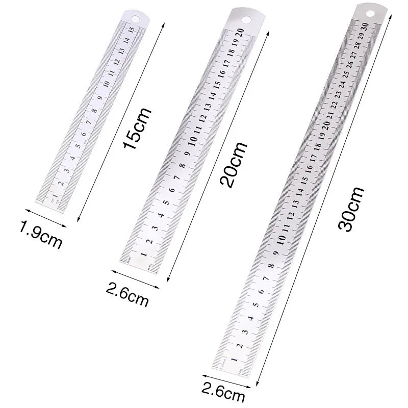 Stainless Steel Metal Straight Ruler Precision Double Sided Precision Measuring Tool Scale Metric Ruler Accessories 15-30cm