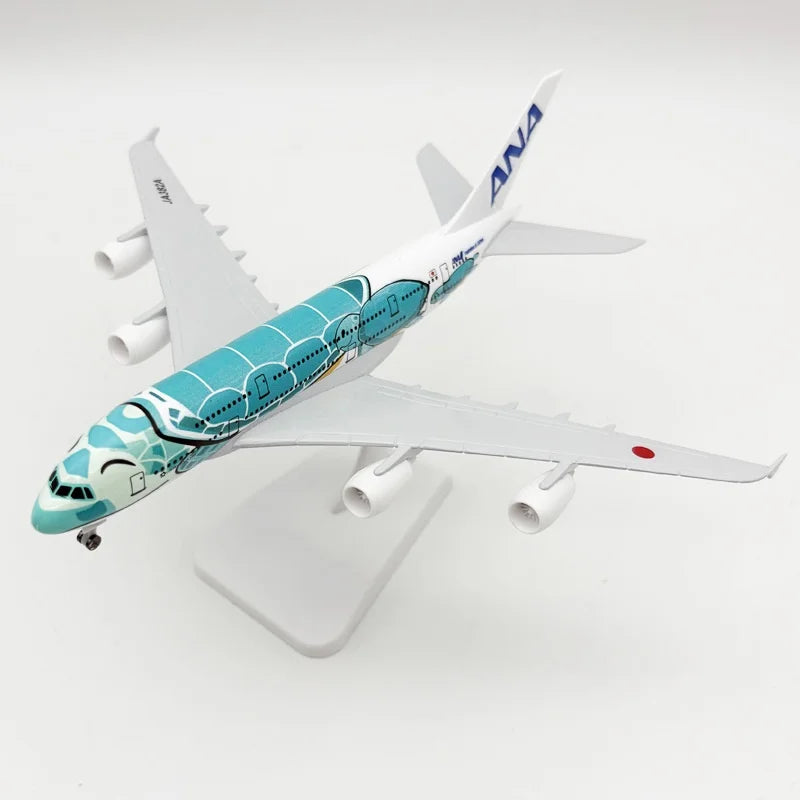 16/20CM A380 ANA Sea Turtle Metal Airplane Model Plane Toy with Display Stand for Adult Aviation Gifts Collection