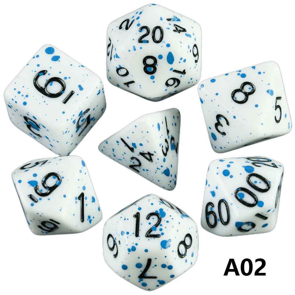 Polyhedral Dice TRPG DNDGame Games 7Pcs/Set D4 D6 D8 D10 D12 D20 Multi Sides for Board Game