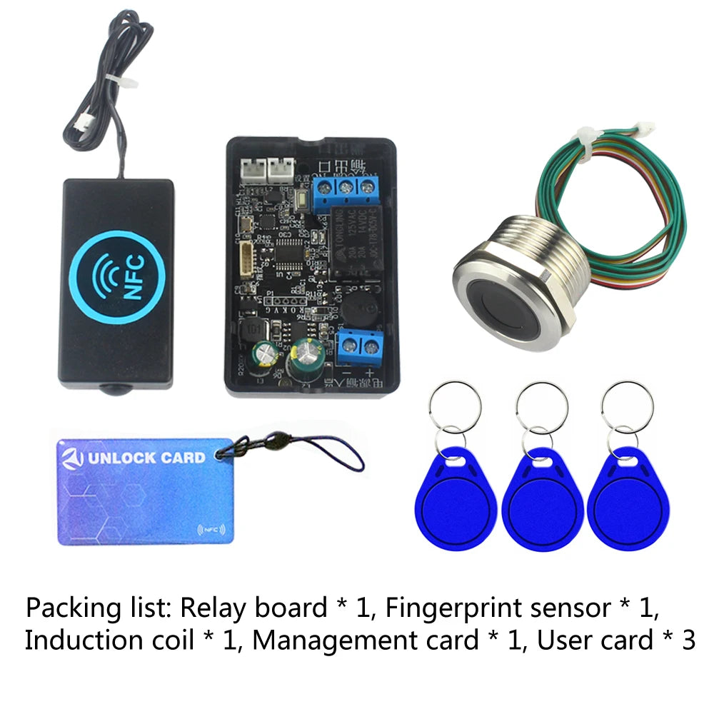Fingerprint access controller NFC electric lock control relay module IC card induction switch electric bicycle DIY unlock