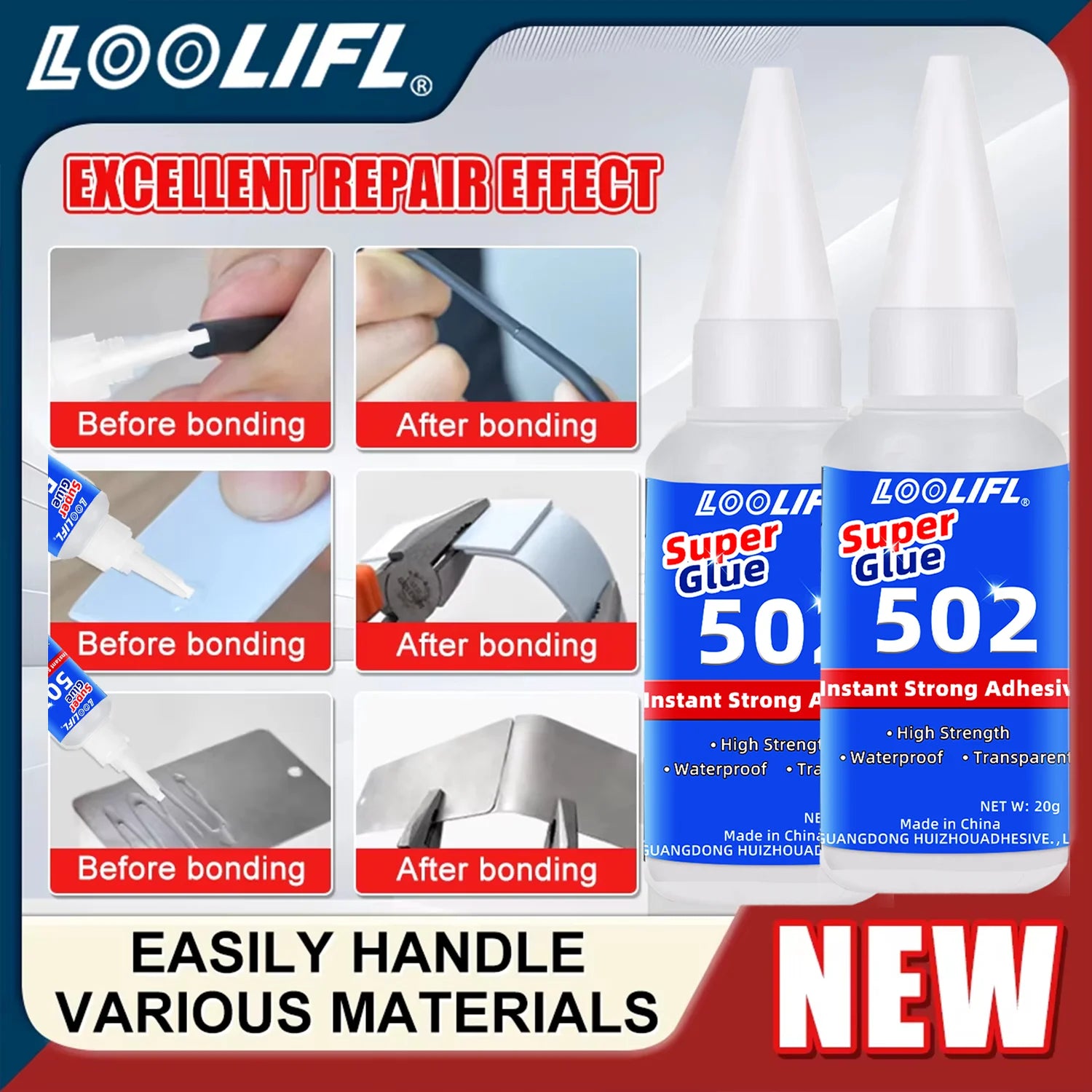 1-8Pcs 502 Strong Glue, Cyanoacrylate Glue, 10 Seconds Bonding, Suitable for Wood, Plastic, Ceramics, Metal, All-Round Bonding Tools