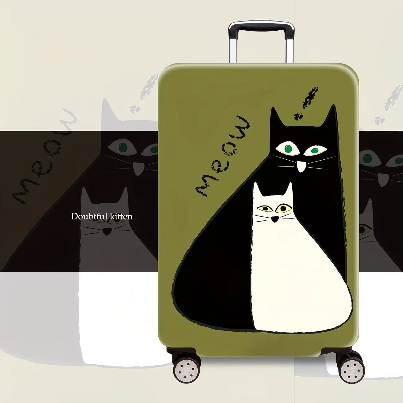 Naughty Kitten  Luggage Cover, High Stretch Elastic Anti-Scratch Dustproof Suitcase Protector for 20-32 Inch Travel Luggage