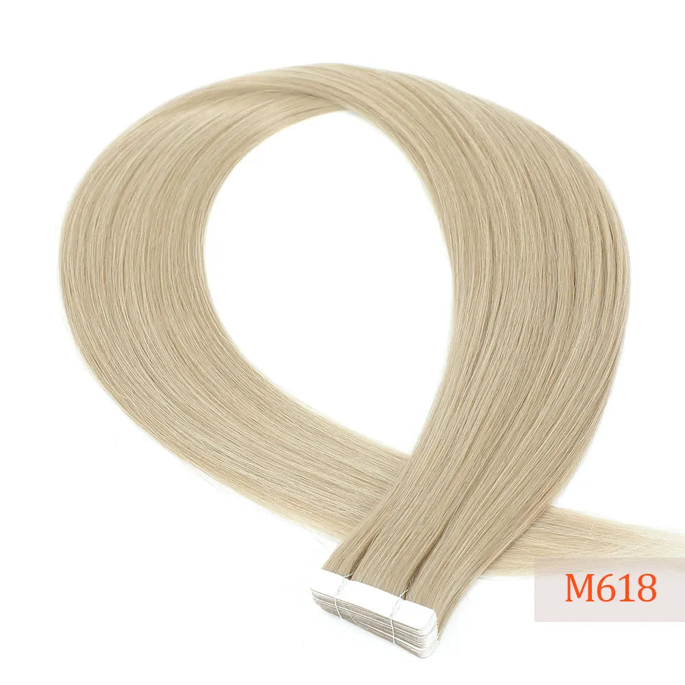 26" Straight Tape In Hair Extensions 20pcs 50 Grams Heat Resistant Fiber Colored Tape In Hair Double Sided Adhesives Hair