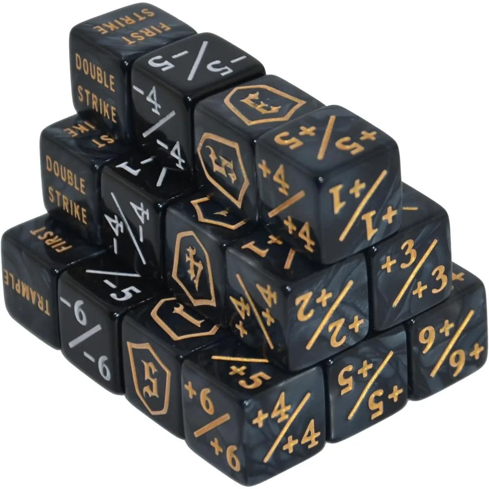 24pcs Counter Dice Plus 1 Tokens Life Token Dice Set +1/-1 Counters D6 Dice Bulk With Bag. Card Game Accessories