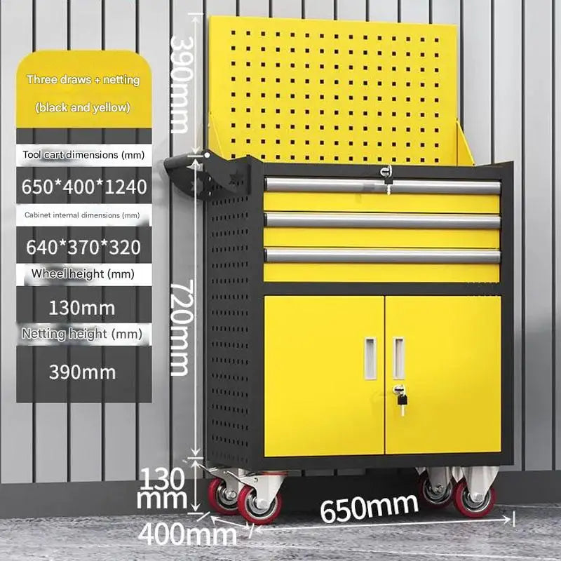 Heavy-Duty Automotive Repair Tool Cart Mobile Hardware Storage Trolley for Workshop Or Laboratory Use
