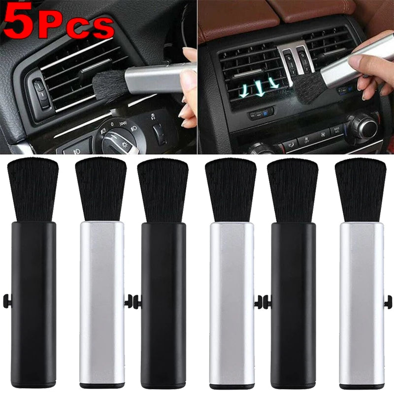 5/1Pcs Car Retractable Interior Cleaning Brush Air Conditioner Computer Detailing Brush Keyboard Plastic Handle Wool Brush