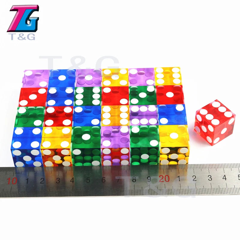 Precision Dice 19MM High-grade Acrylic TransparentSix Sided D6 Casino Sharp Straight Corners 5pcs