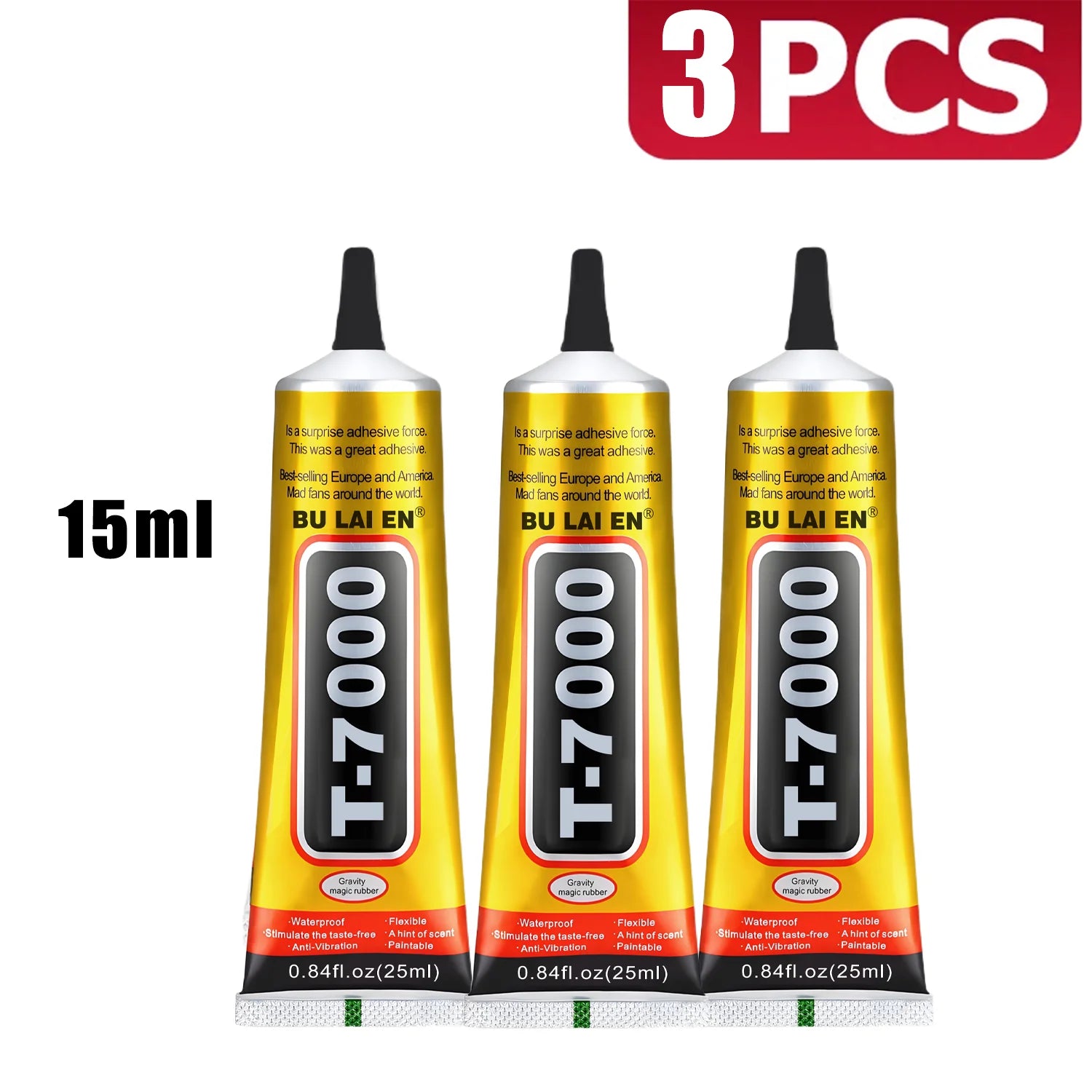 T7000 Black Soft Adhesive T-7000 Computer Touch Screen and mobile phones Touch Screen Repair Frame Anti-Vibrant Universal Glue Tablet Repair Sticker 15/25/50/110 ml, includes precision syringe.