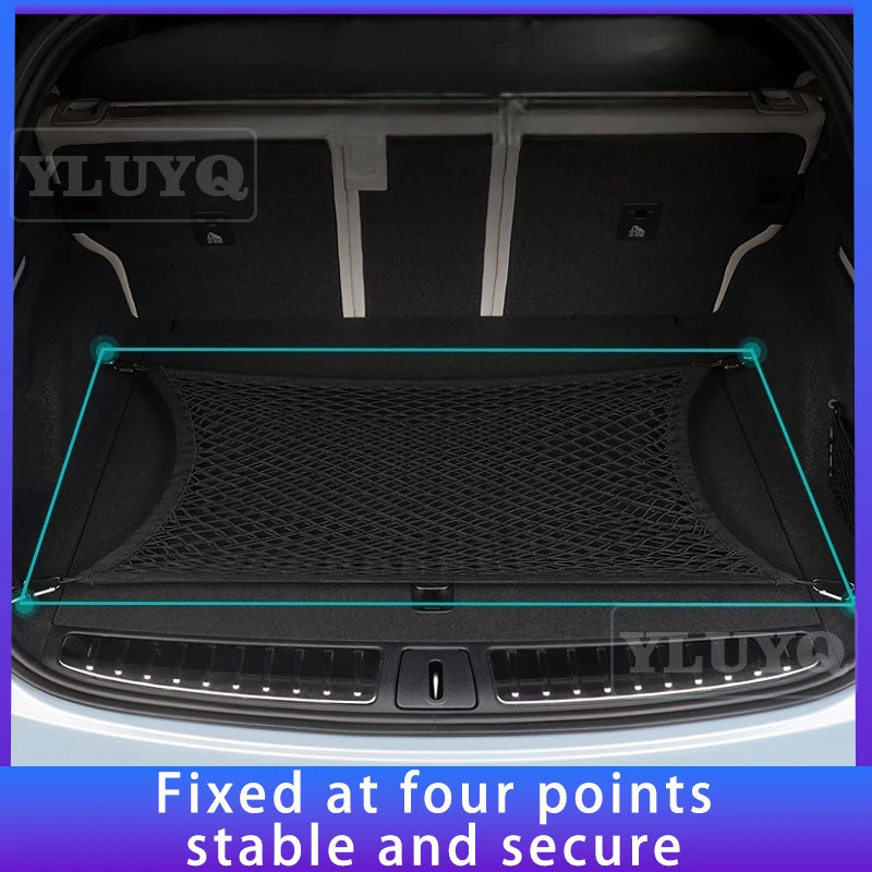 For Toyota bZ4X trunk net pocket double-layer nylon luggage storage pocket non-slip fixed 2022-2025 car interior accessories
