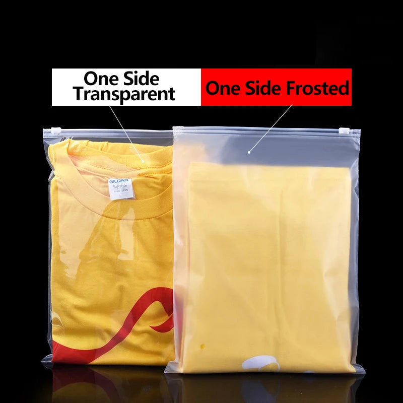 25/50pcs PE Clothing Frosted Zipper Bags T-shirt Cosmetics Clear Waterproof Storage Bag Home Travel Storage Pouch Customizable