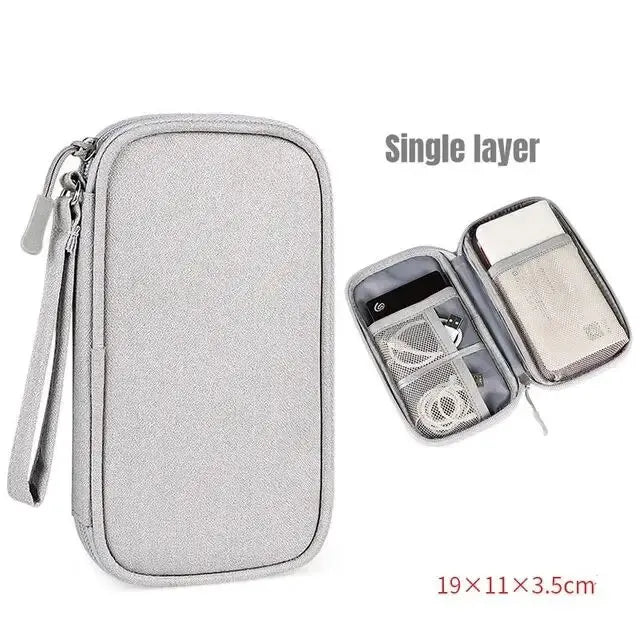 NEW Travel Organizer Bag Cable Storage Organizers Pouch Carry Case Portable Waterproof Double Layers Storage Bags Cable Cord