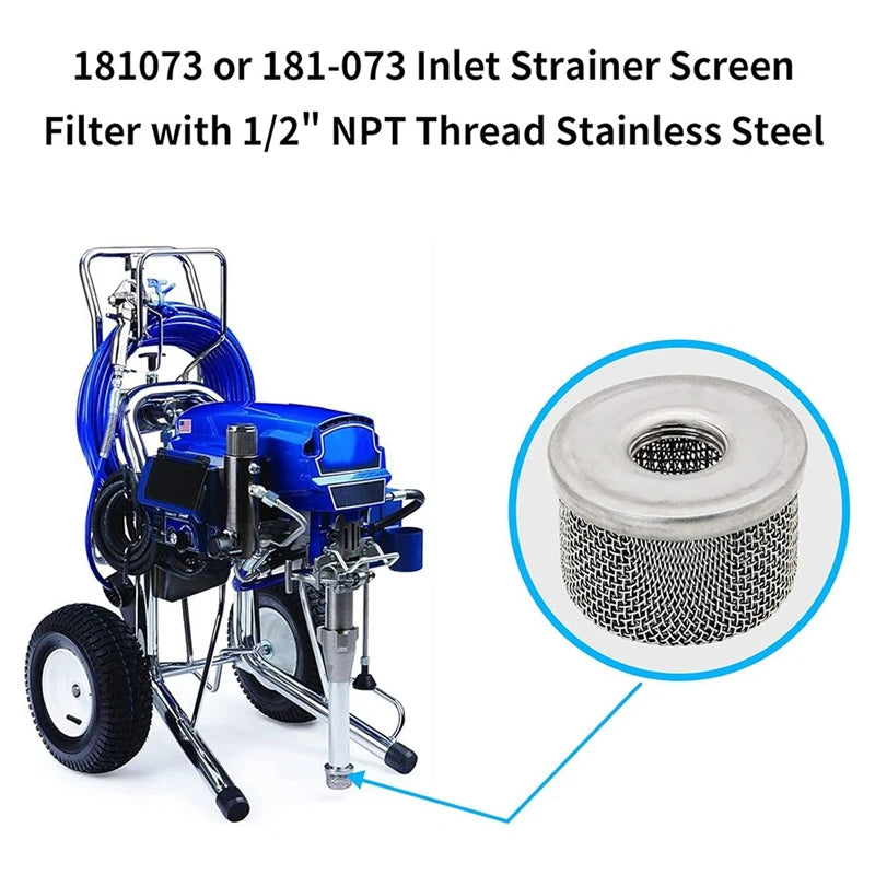 4Pcs 181073 or 181-073 Pump Inlet Strainer,Screen Filter 1/2In NPT Thread Stainless Steel with for Airless Paint Sprayer-A23R
