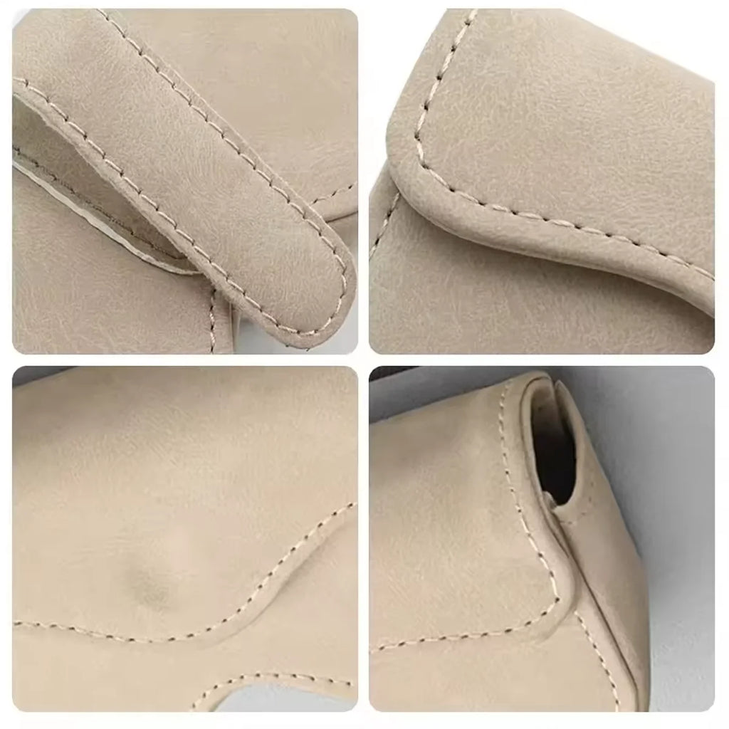 Suede Leather Car Eyeglass Case Automatic Closing Non-slip Auto Sun Visor Glasses Holder Magnetic Multi-functional Eyewear Clips