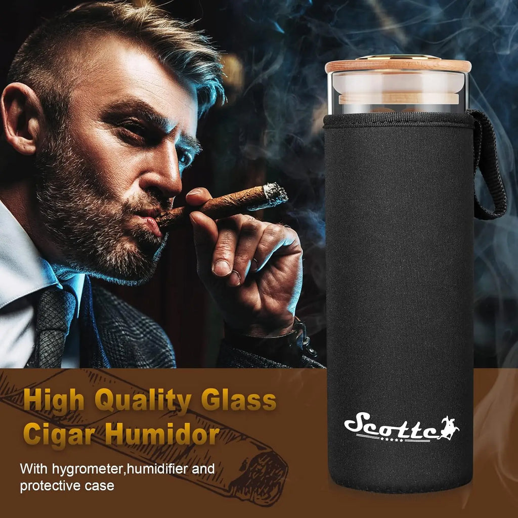 Cigar Case Humidor Gift Box Cigars Jar Humidifiers, Travel Cigar Tube for 4 to 5 Cigars