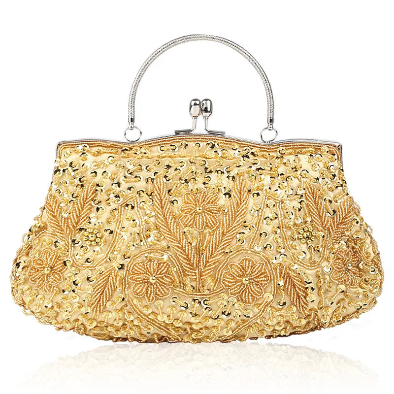 Women Clutch Bags Ladies Beads Evening Bags Wedding Party Bridal Embroidered Handbag Women Solid Retro Small Totes Mini Wallets