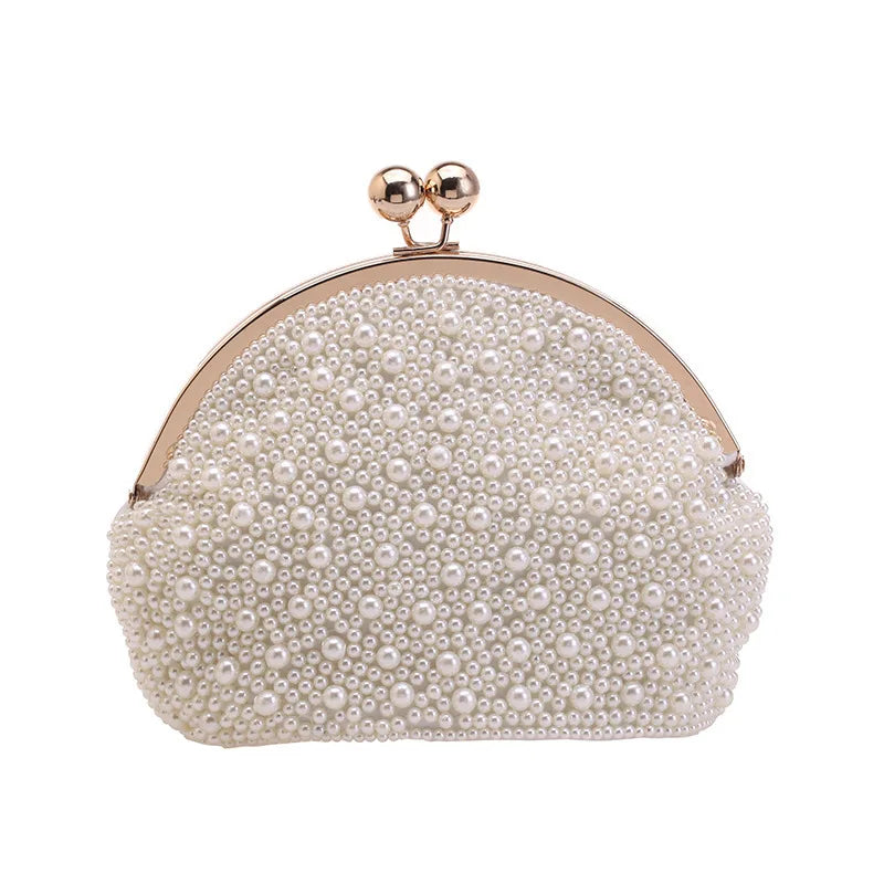 Luxury Pearl Evening Hand Bag Women Handmade Beading Banquet Handbag Bridal Wedding Dinner Party Day Clutch Phone Wallet