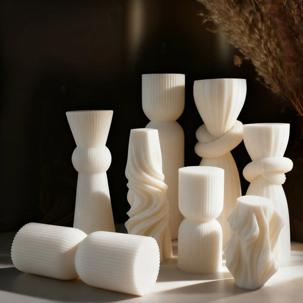Nordic Minimalist White Scented Candle Atmosphere Home Decor Wedding Arrangement Cylinder Geometric Shape Fragrance Candle