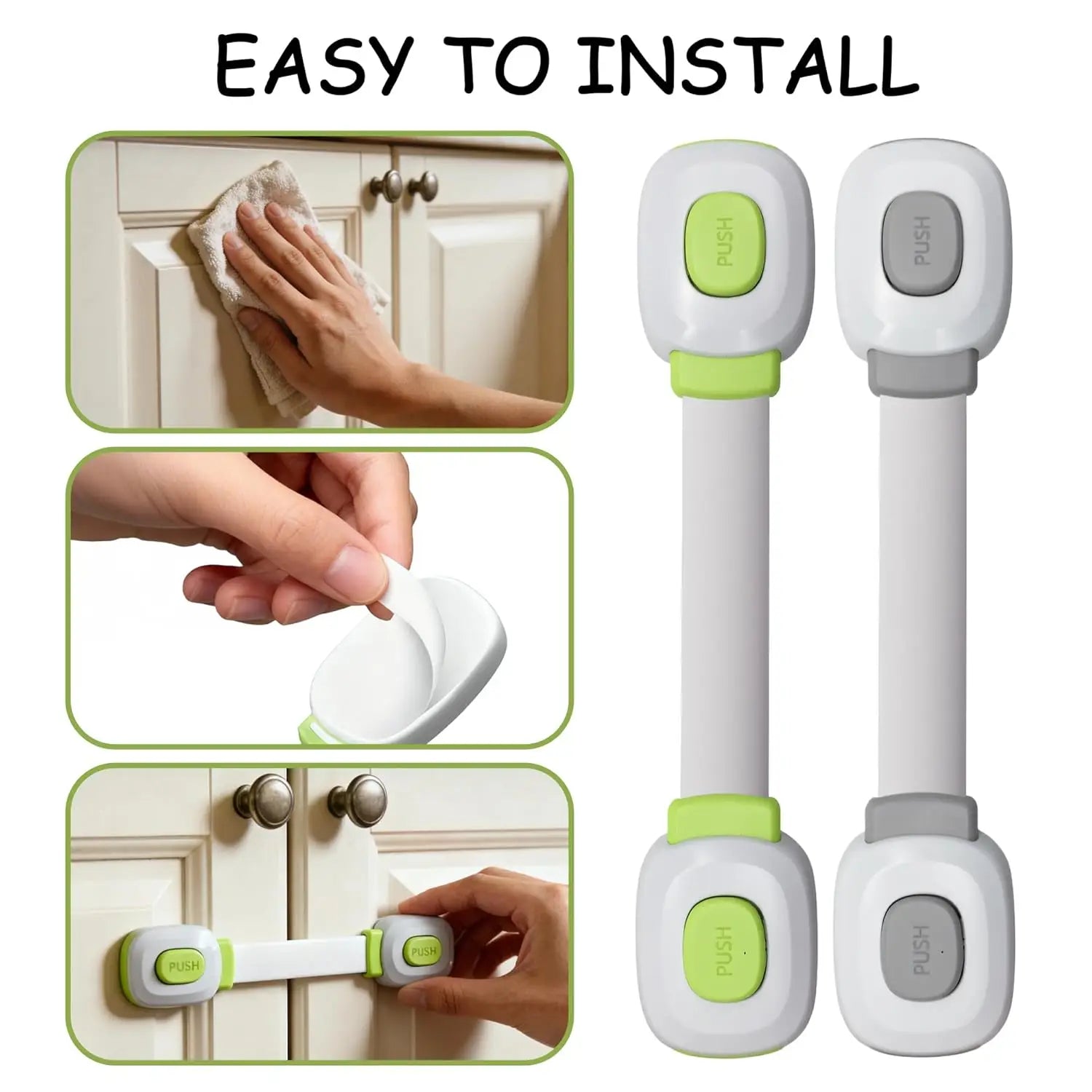RV Cabinet Door Lock No Drill Adhesive For Fridge Toilet Oven Furniture Kitchen Caravan Motorhome Furniture Door Safety Lock