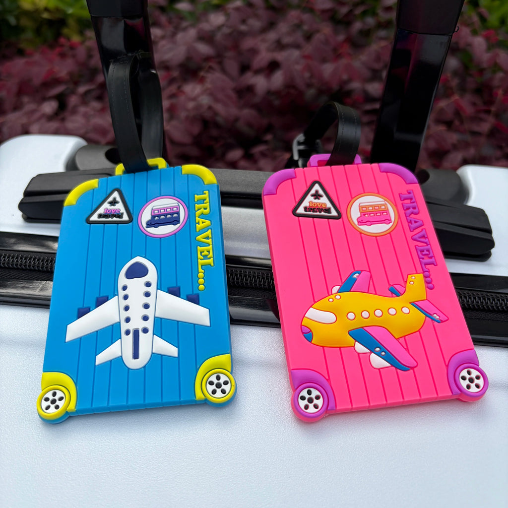 Creative Silicone Airplane Luggage Tag, Anti-Lost Travel Suitcase Pendant, Bag Tag, Boarding Pass Holder, Can Include Replaceable Name Card