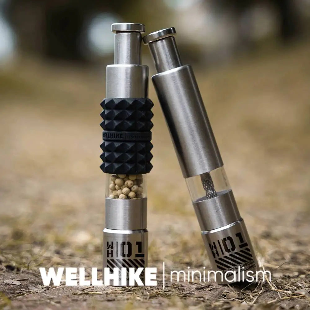WELLHIKE Manual Pepper Mill Stainless Steel Pepper Mill Outdoor Camping Gear Accessories Press Grinder for Peppercorns Sea Salt