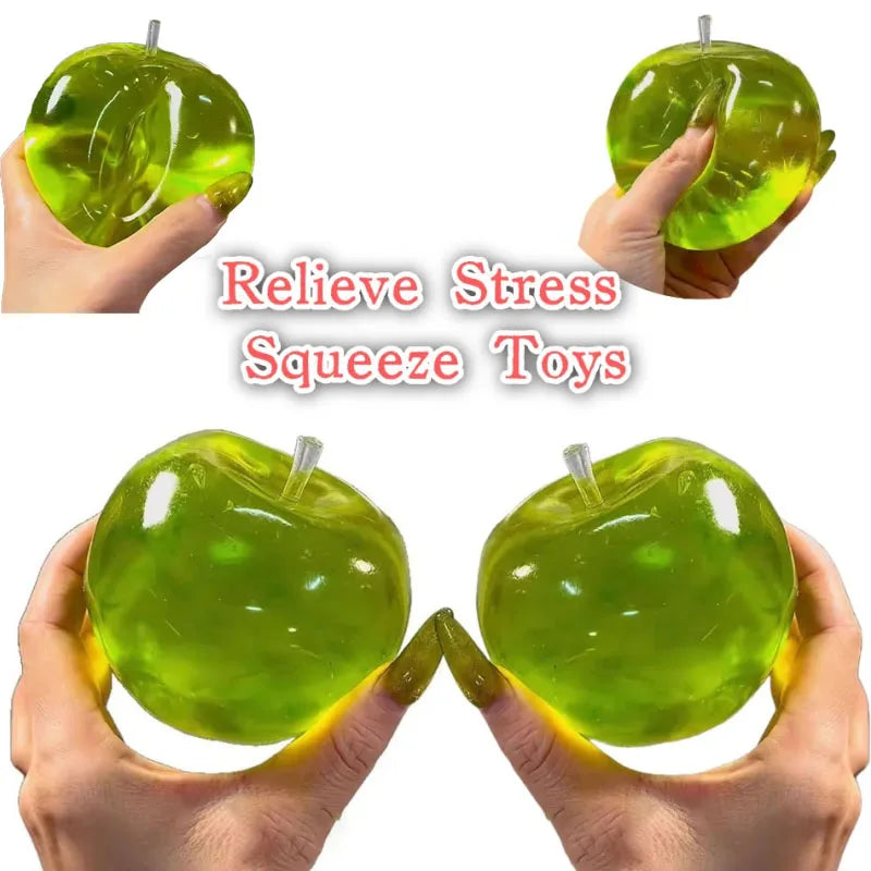 Squishy Green Apple Stress Ball Fidget Sensory Toy for ADHD Autism Slow Rebound Squeeze Toy for Kids Adults Decompression Gift
