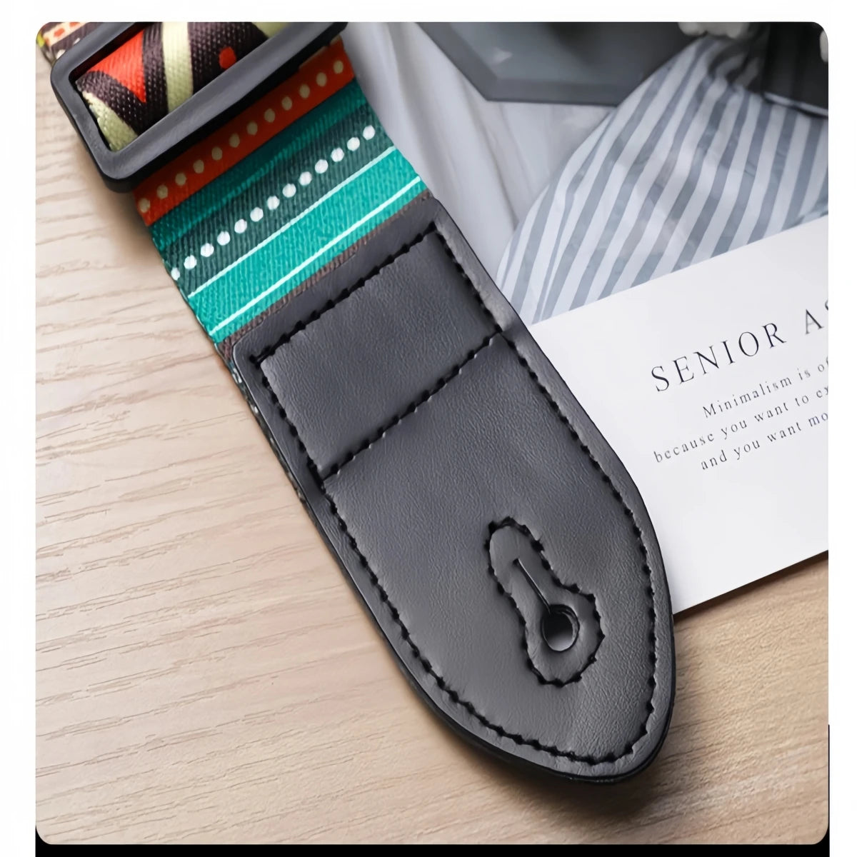 Miwayer 1pc Extra Wide Acoustic Guitar Strap, Leather Belt Adjustable Shoulder Strap with Artistic Print for Guitar & Bass