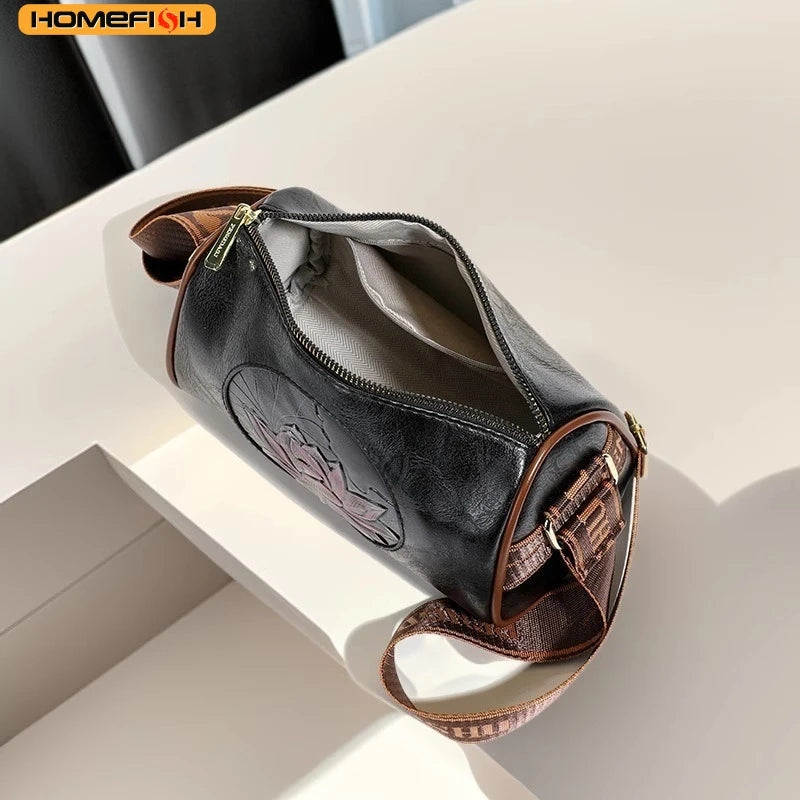 HOMEFISH Women Soft Leather Crossbody Handbag, Fashion Printed Casual Shoulder Bag Multi-purpose Ladies Messenger Tote Purse