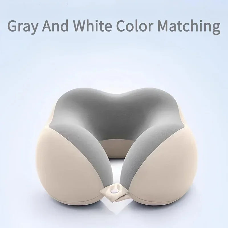 Ergonomic U-Shaped Neck Pillow with Storage Bag,Memory Foam Travel & Office Support, Removable,Machine-Washable Cover