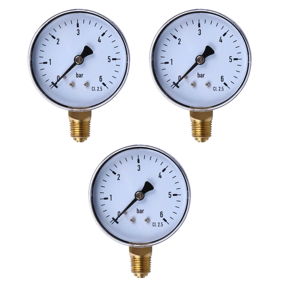 6 Bar Manometer 1/4 NPT Air Compressor High Strength Pressure Gauge 2.3 Face for Air Water Oil Gas Measurement