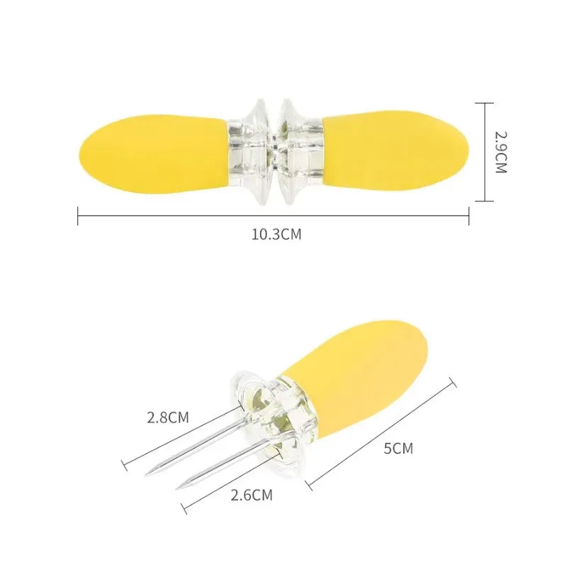 1Pair Corn Holder, Stainless Steel Corn Cob Holders Corn on The Cob Skewers, for Home Cooking BBQ Parties Camping