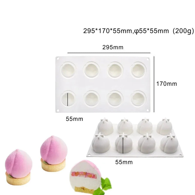 1pcs Pineapple Pear Peach Fruit Series Cake Silicone Mold Mango Orange Baking Mousse Mould Strawberry French Dessert Mousse Mold