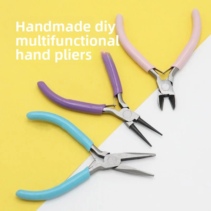 Carbon Steel Jewelry Pliers Needle/Chain/Round Nose Wire Cutter Tweezers Jewel Repair Handcrafts Beading Sewing Pliers Tool