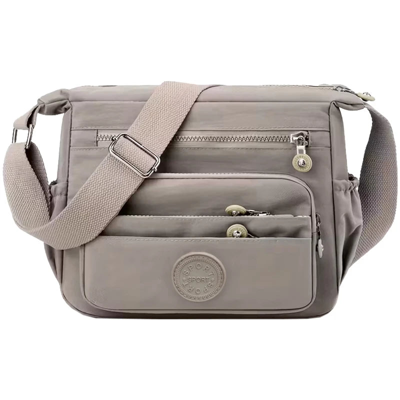 Breathable Multi-compartment Crossbody Bag Stylish Water-resistant Nylon Shoulder Purse, Lightweight Design for Everyday Use