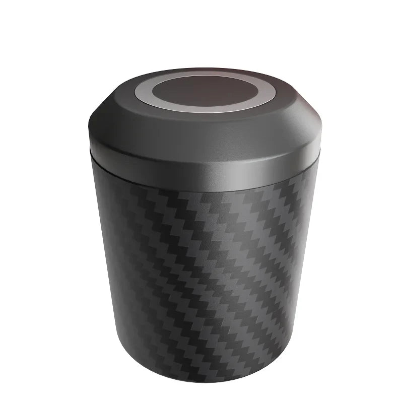 Carbon Fiber Texture Car Ashtray Portable Auto Ashtray with Lid Detachable Smokeless Cup Holder Ashtray for Car Interior Smoking