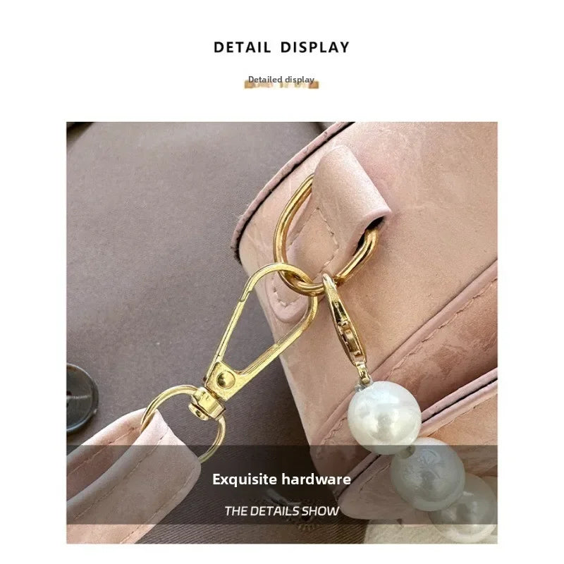 Women's Casual Messenger Bag with Pearl Detailing Trendy Shell Design Niche Fashion Bag for Autumn 2026