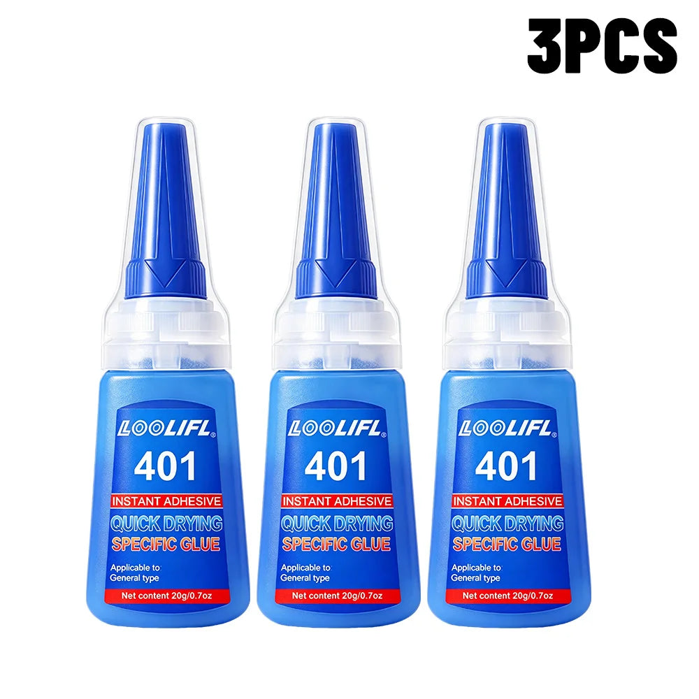 LOOLIFL 401 Clear Instant Super Glue Precise Tip Quick Dry Adhesive DIY Rhinestone Shoe Jewelry Fabric Handcraft Mending