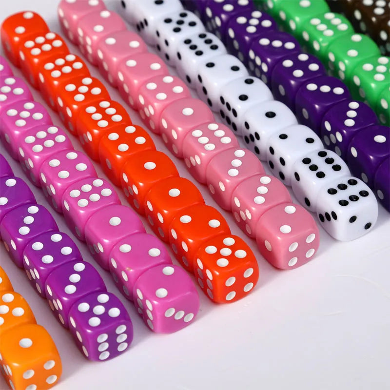 10 PCS/Set 16mm D6  6 cubes Dice Acrylic 6 sides D6 Dice With role Edges For Casino Dice Table Board Game