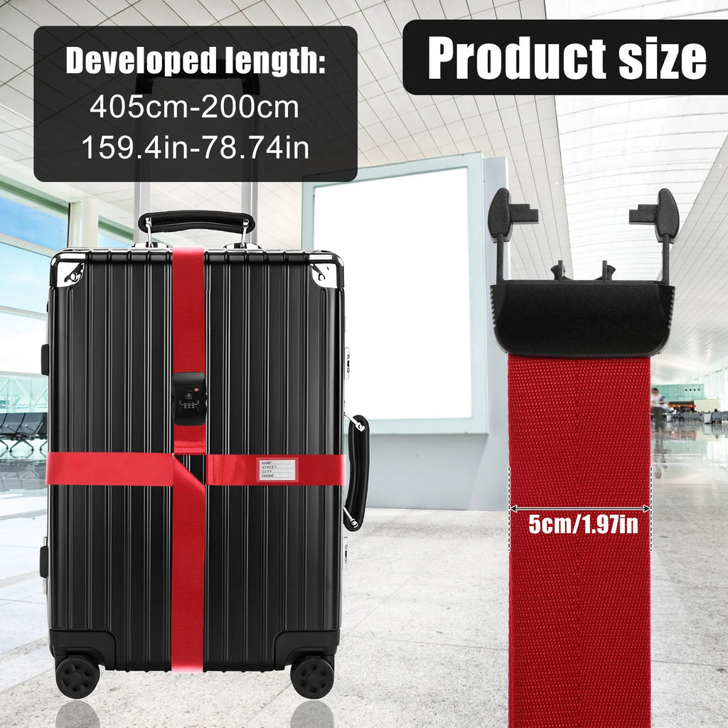 Anti-theft Luggage Buckle Cross Strap TSA Customs Lock Luggage Cross Belt Adjustable Packing Baggage Suitcase Belts Accessories
