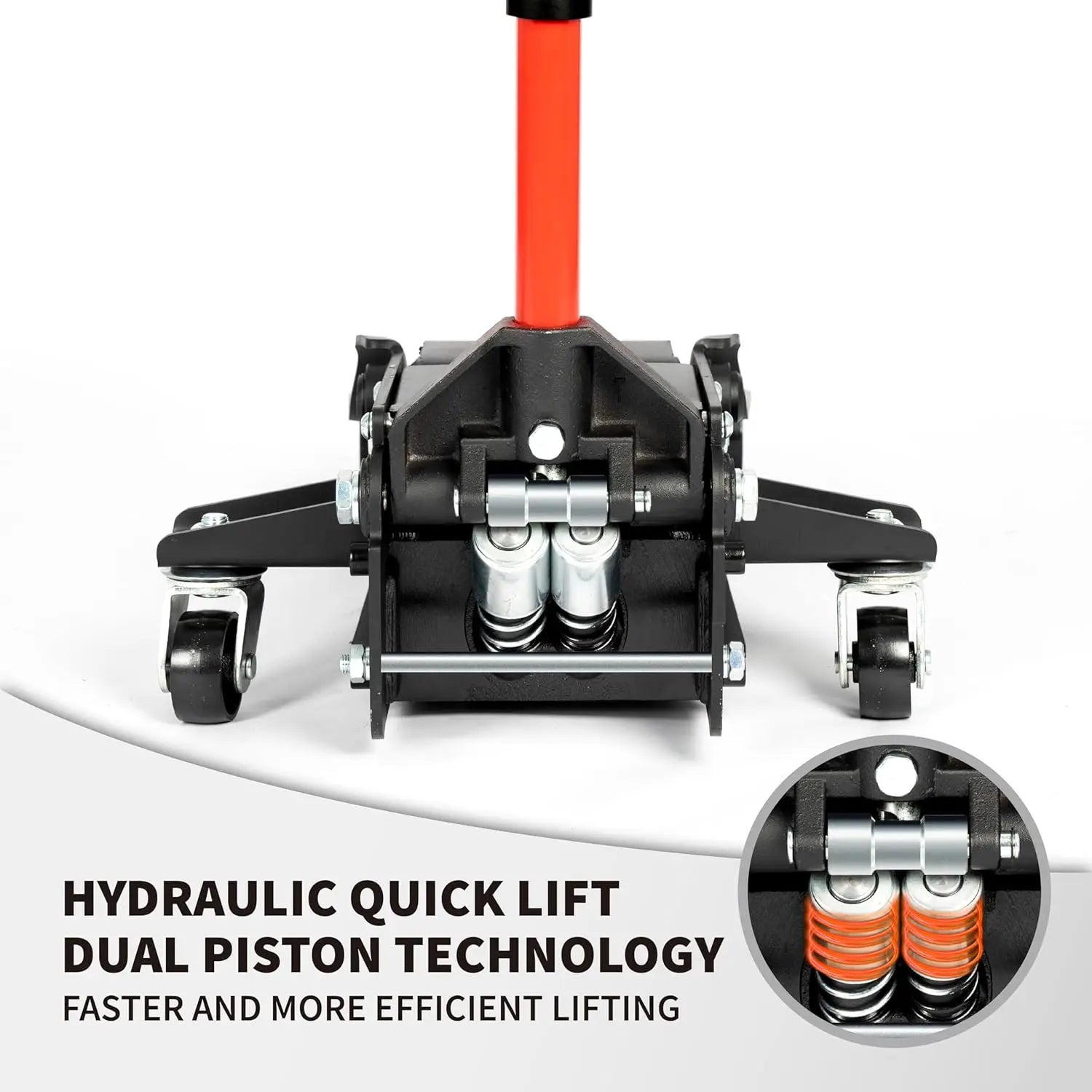 5-Ton (11000lbs)Low Profile Hydraulic Super Heavy-Duty Steel Floor Jack with Dual Pistons Quick Lift Pump Red, 5 Ton Low