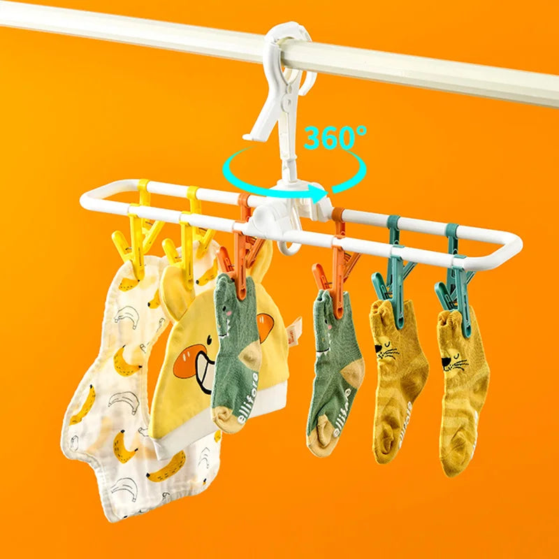 Portable Travel Laundry Drying Rack Plastic Foldable Clothesline Multi-clamp Socks Underwear Drying Rack Compact Storage Orga...