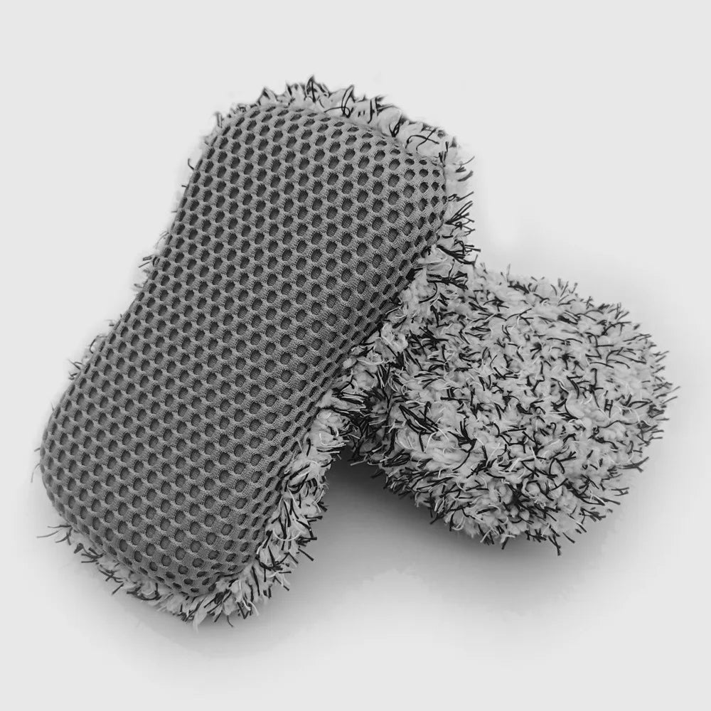 TILONDEX Dual Sided Car Wash Sponge 1/2PCS Set Microfiber Plush & Mesh Scrub Auto Cleaning Sponge Block for Vehicle Cleaning