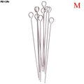10pcs Outdoor Camping Picnic Meat Goose Round Roast Skewers Stick Stainless Steel BBQ Needle Barbeque Skewers Kitchen Utensils