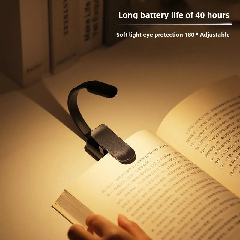 Mini LED Book Night Lamp - 3 Brightness Adjustable USB Rechargeable Clip-On Lamp for Travel, Bedroom, Dormitory, Reading