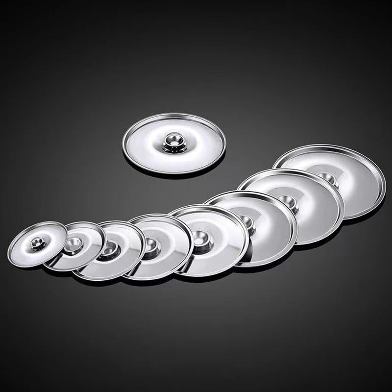 10-26cm Round Pot Lid Thicken Stainless Steel Saucepan Cover Replacement Universal Kitchen Food Lid Kitchen Supplies