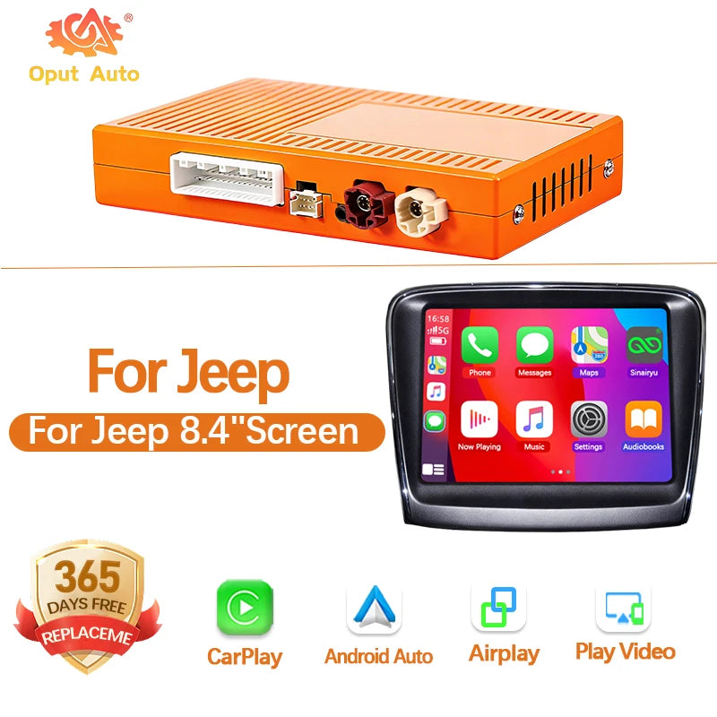 Wireless Car Play Module Apple Android For Jeep Grand Cherokee XJ KL Wrangler Compass Commander Uconnect 8.4in
