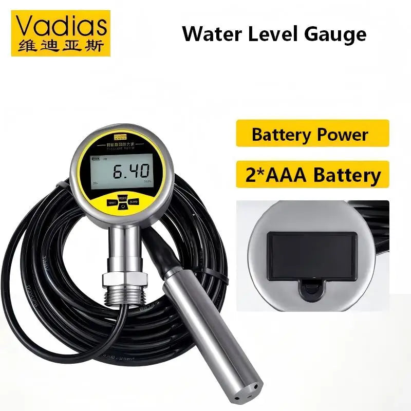 Water Level Gauge 0-1m/0-5m/0-10m/0-15m 20m Liquid Level Meter Digital Water Level Gauge 304SS Submersible Water Level Meter