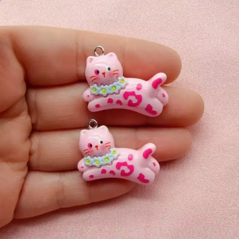 10pcs cartoon DIY resin accessories accessories, cat cream rubber hair clip, phone case, shoe buckle, keychain pendant