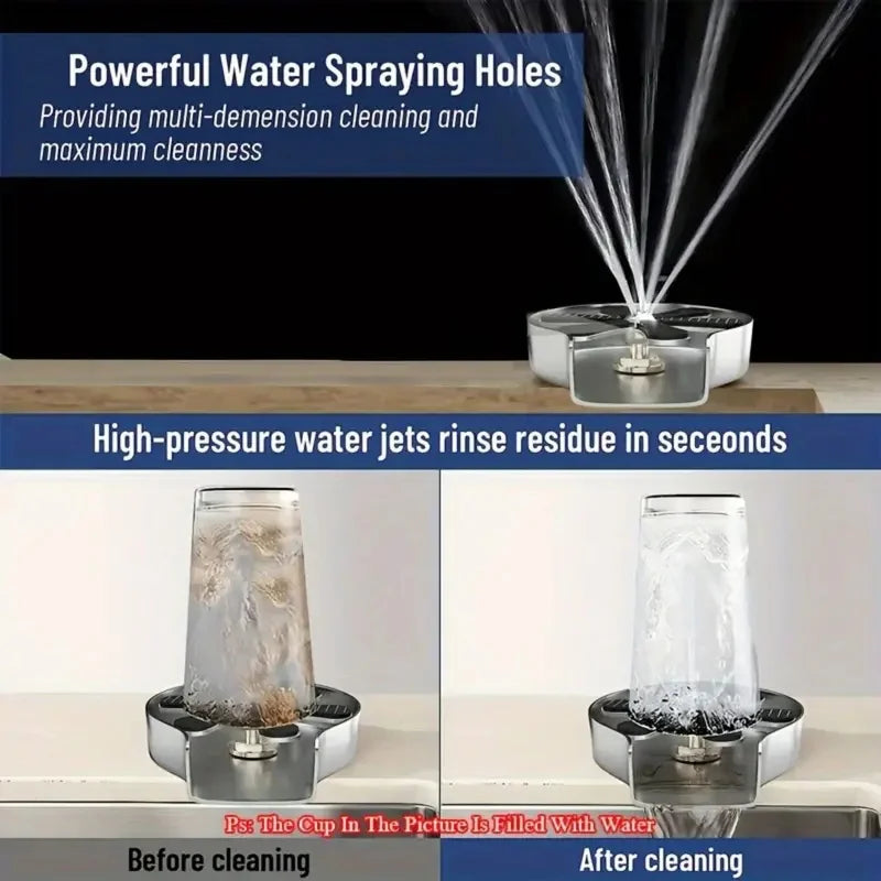 304 Stainless Steel Glass Rinser Kitchen Sink Cup Washer Bottle Cleaner for Home Bar Coffee Milk Tea Cup